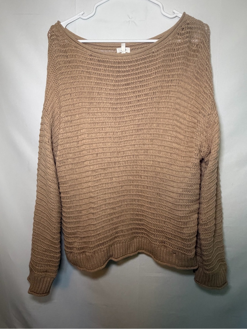 Aerie Open-Knit Crewneck Sweater in Taupe
